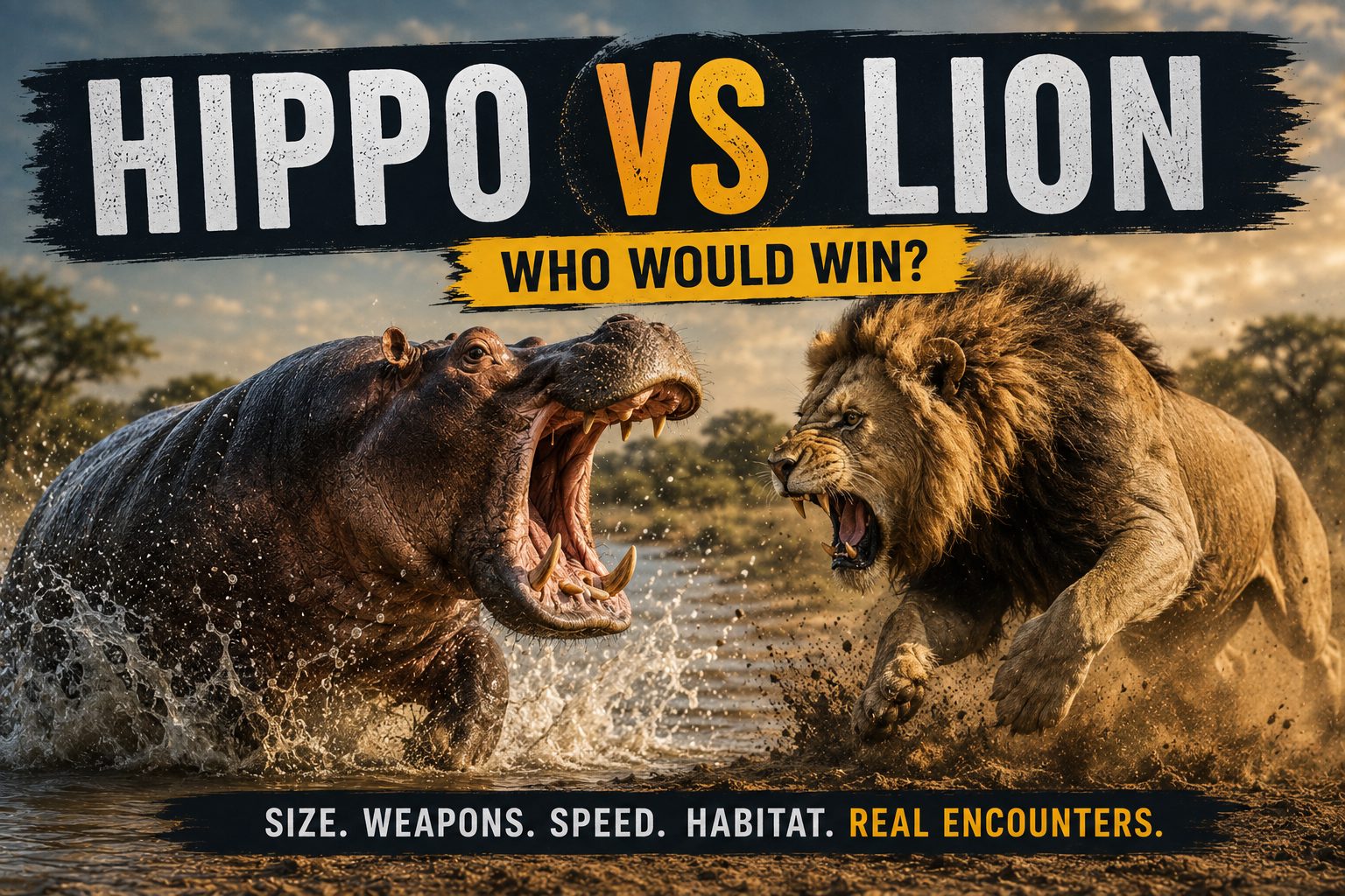 AI created image simulation a fight of an Hippo and a Lion